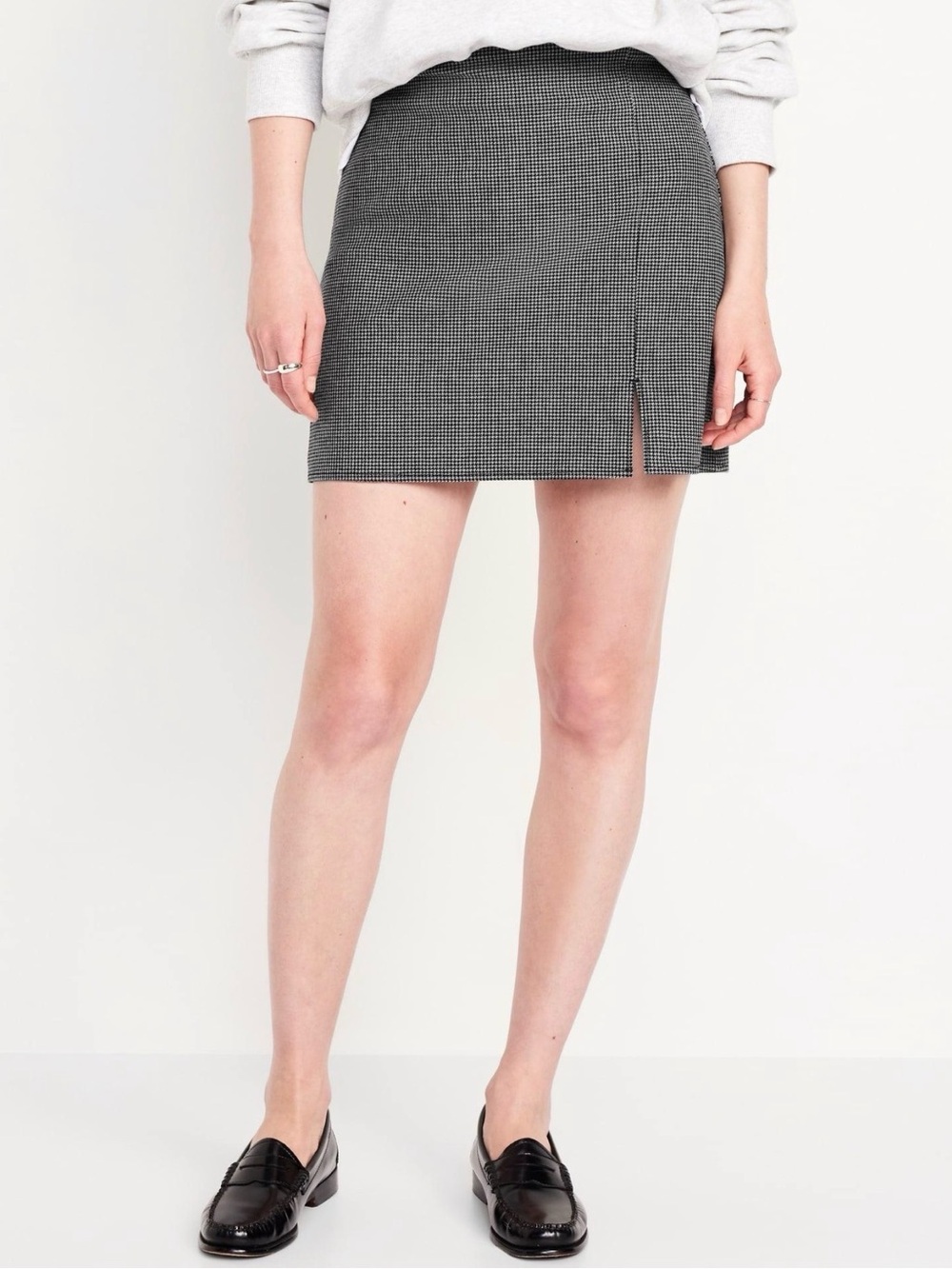 Old Navy Houndstooth Mini Pencil Skirt Gray & Black